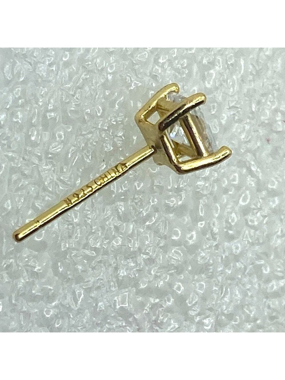 Sterling Silver Yellow Gold Plated Square Cz Stud Earrings / 5mm - Picture 4 of 5
